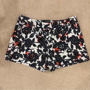 Ann Taylor Black and Red Floral City Shorts size 12